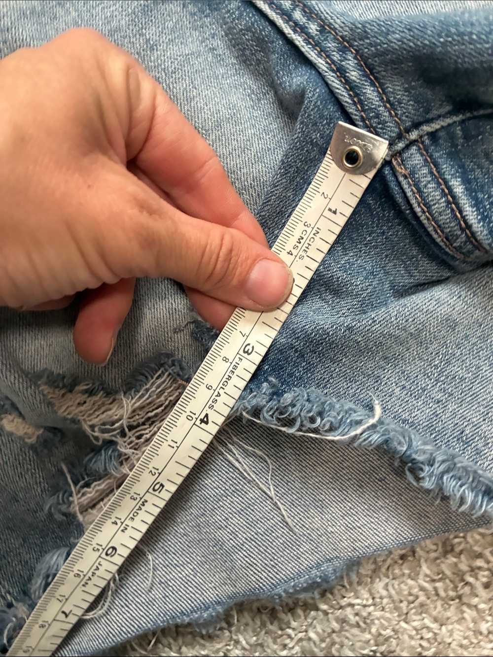 Judy Blue Distressed Blue Button-Fly Denim Shorts - Picture 7 of 9
